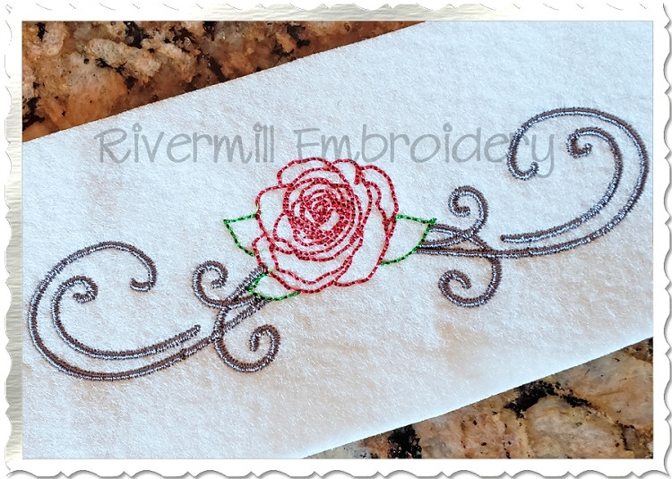 Decorative Rose Monogram Flourish Machine Embroidery Design