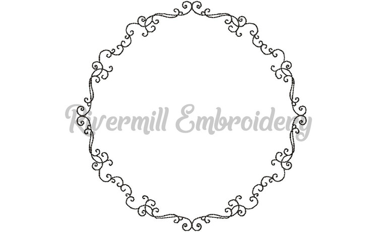 Swirls Monogram or Initial Frame Machine Embroidery Design