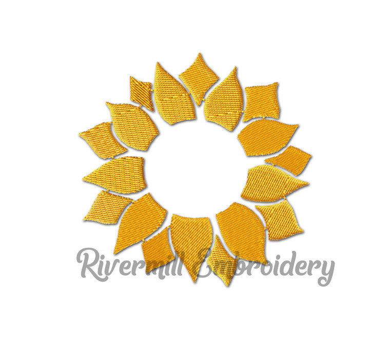 Sunflower Monogram or Initial Frame Machine Embroidery Design