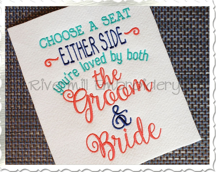 Choose A Seat Wedding Machine Embroidery Word Design