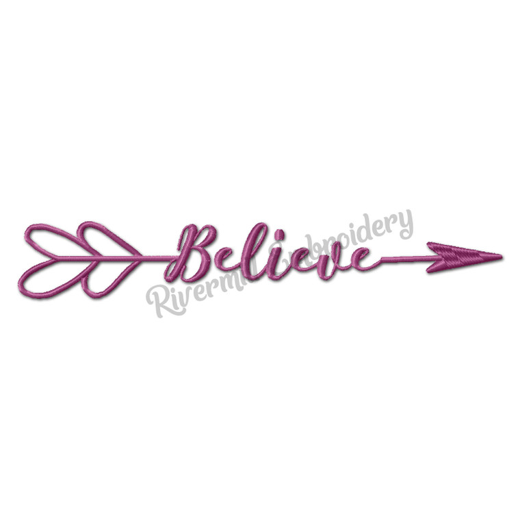Believe With An Arrow Machine Embroidery Word Design