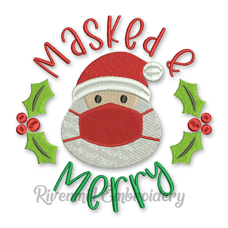Masked and Merry Santa Claus Christmas Machine Embroidery Design