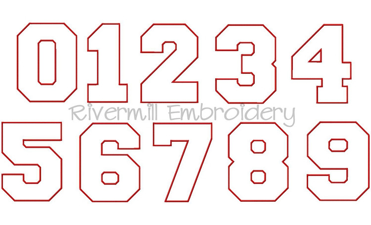 Jumbo XL Applique College Numbers Machine Embroidery Designs