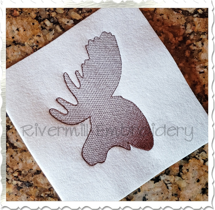Sketch Style Moose Head Embroidery Design