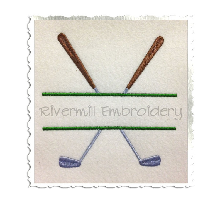 Split Golf Clubs Machine Embroidery Design
