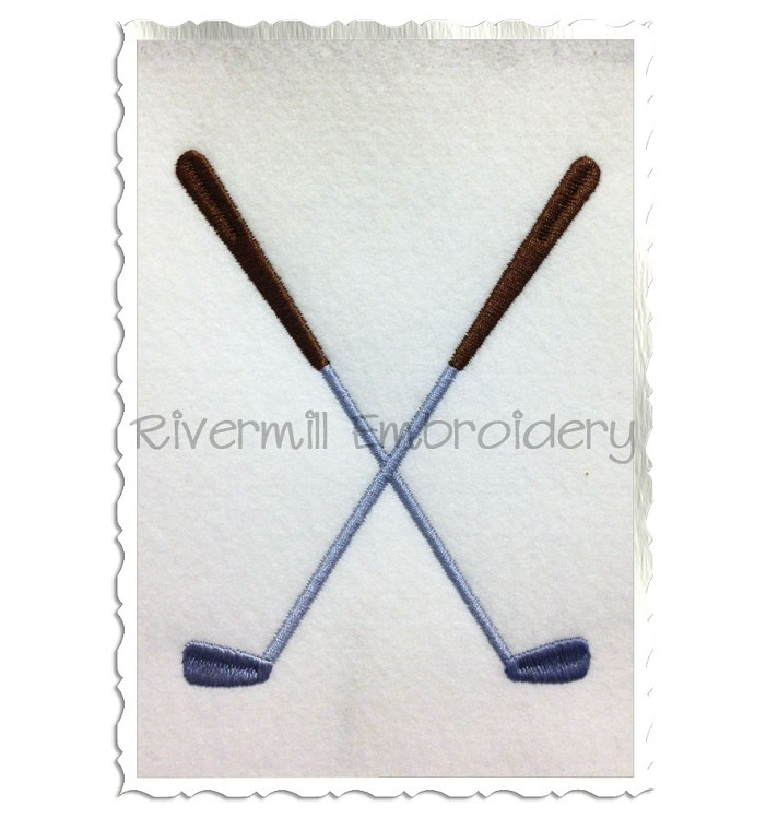 Crossed Golf Clubs Machine Embroidery Design