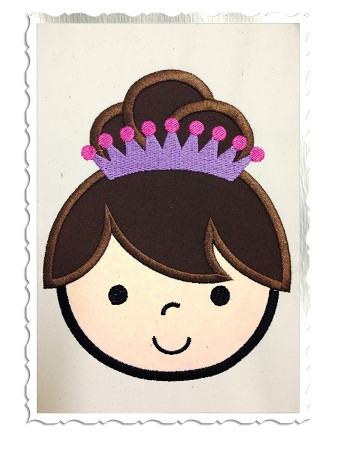 Applique Princess Face Machine Embroidery Design