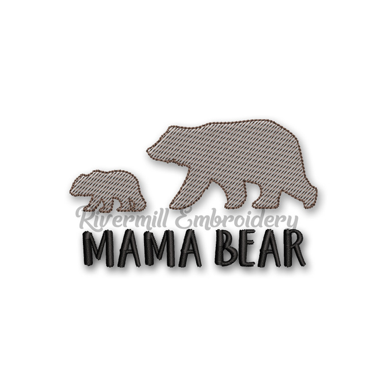 Mama Bear & Baby Sketch Machine Embroidery Design