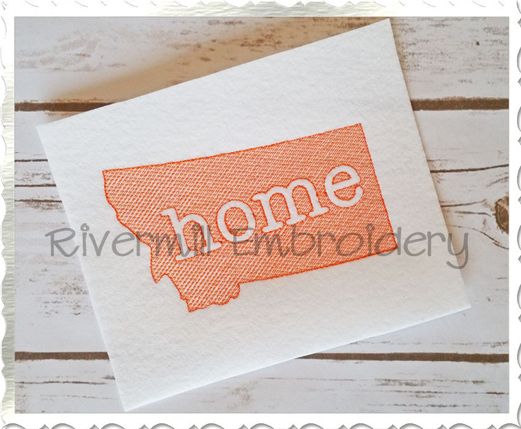 Vintage Sketch Style Montana Home Machine Embroidery Design