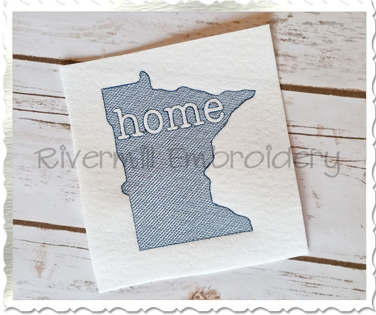 Sketch Style Minnesota Home Machine Embroidery Design
