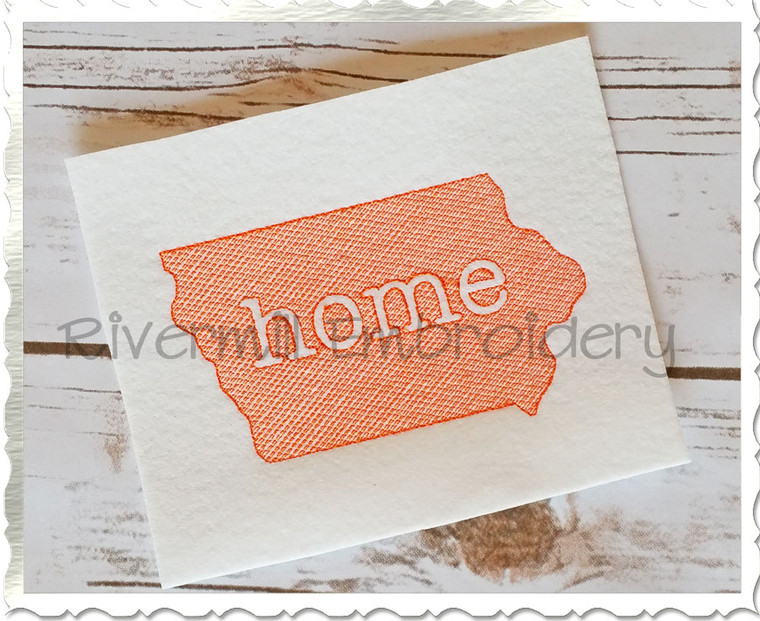 Sketch Style Iowa Home Machine Embroidery Design