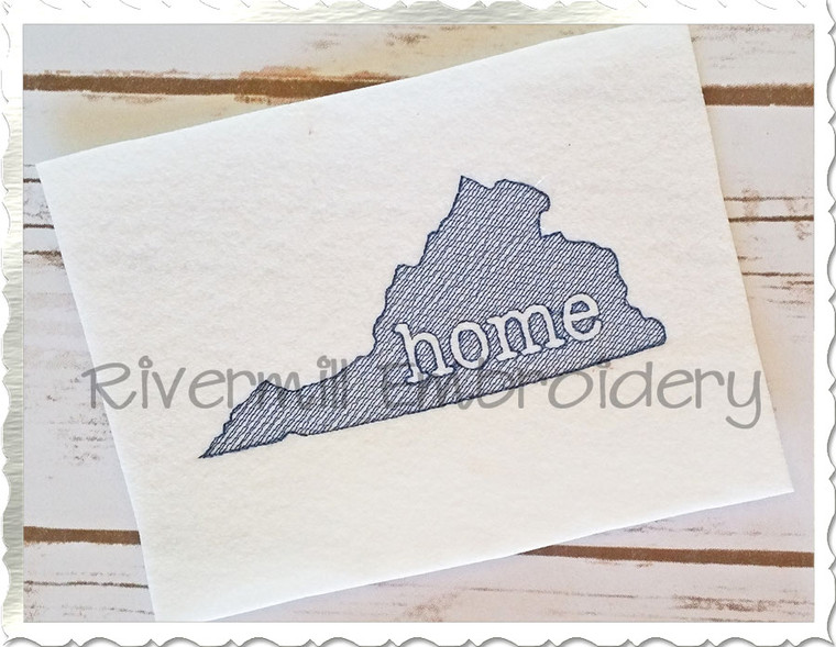 Sketch Style Virginia Home Machine Embroidery Design