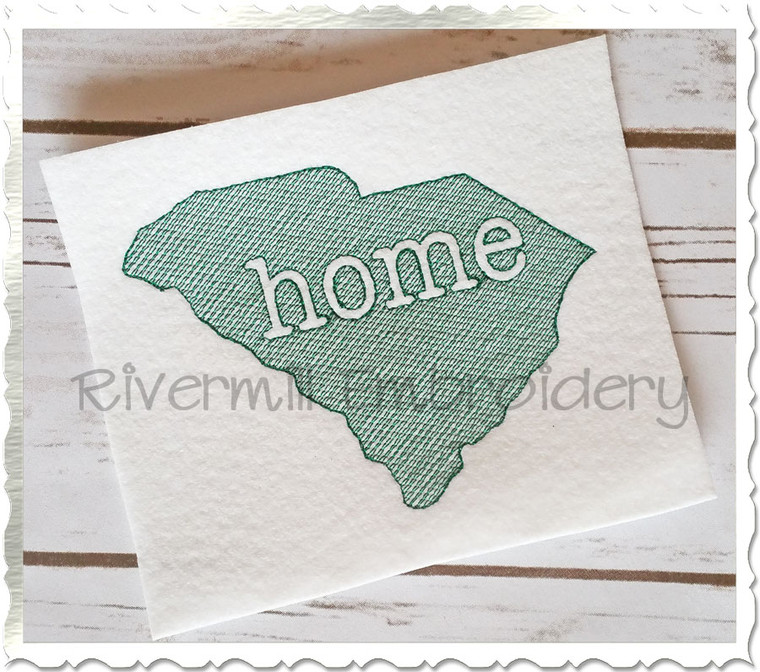Sketch Style South Carolina Home Machine Embroidery Design