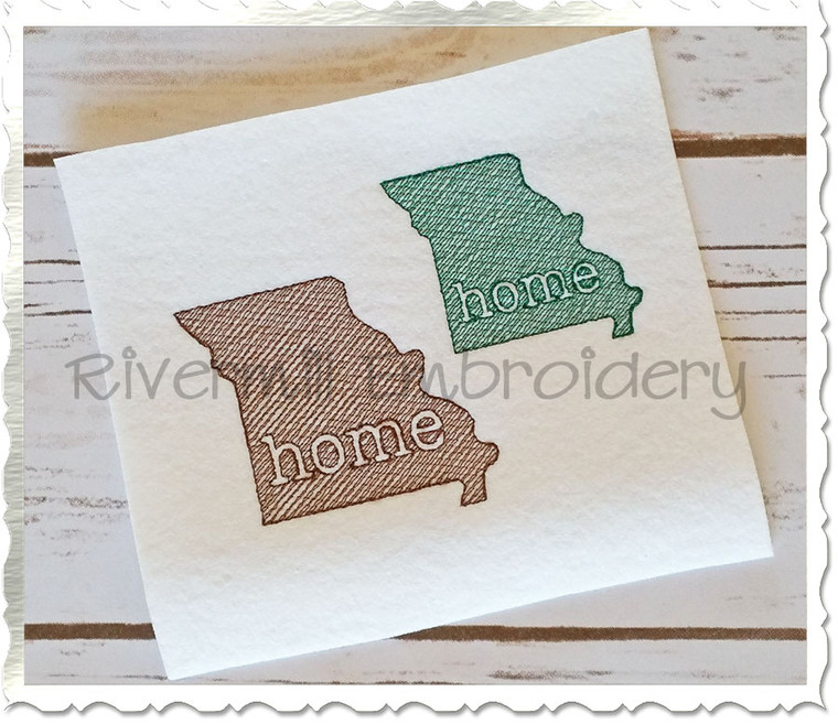 Small Sketch Style Missouri Home Machine Embroidery Design