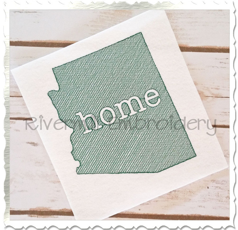 Sketch Style Arizona Home Machine Embroidery Design