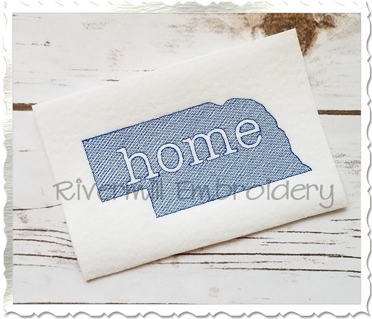 Sketch Style Nebraska Home Machine Embroidery Design