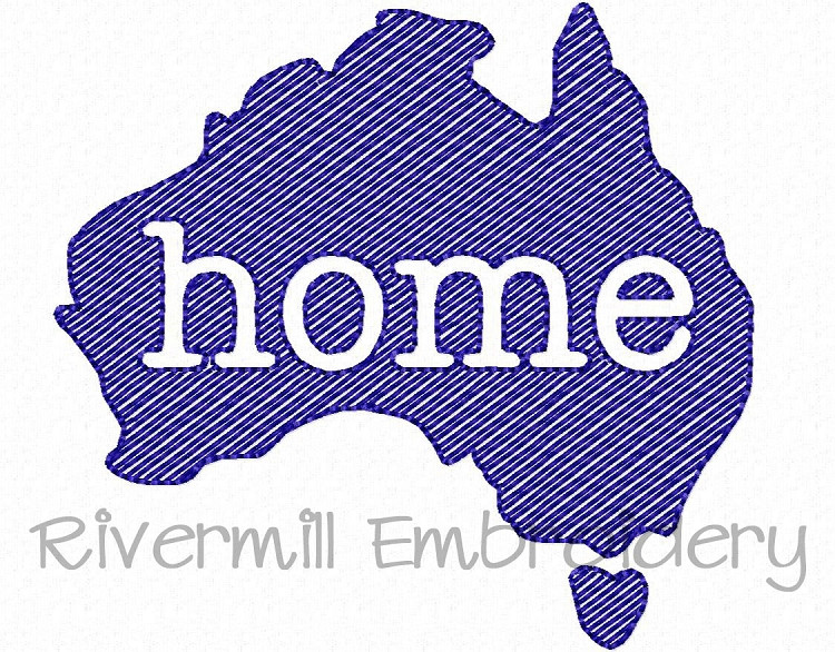 Small Sketch Style Australia Home Machine Embroidery Design