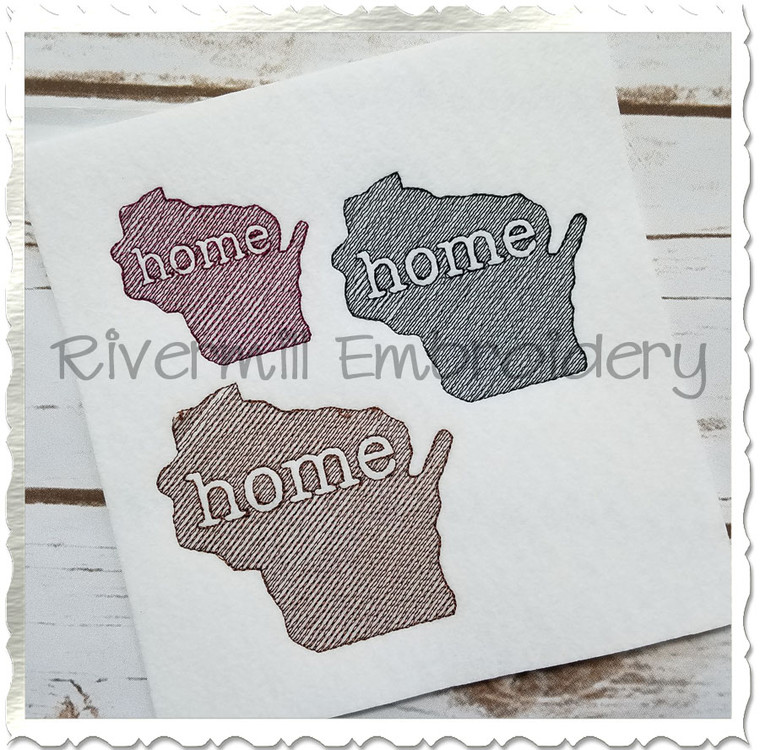 Small Sketch Style Wisconsin Home Machine Embroidery Design
