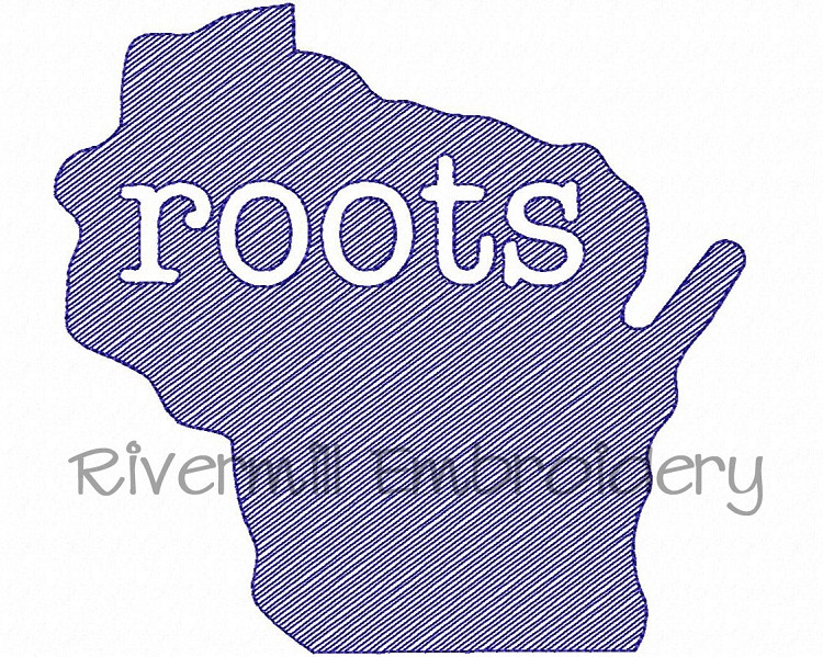 Sketch Style Wisconsin Roots Machine Embroidery Design