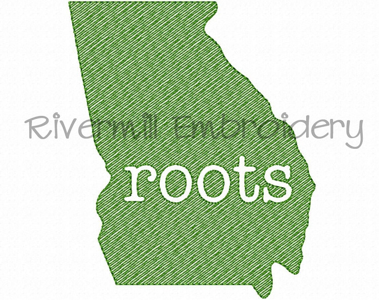 Sketch Style Georgia Roots Machine Embroidery Design