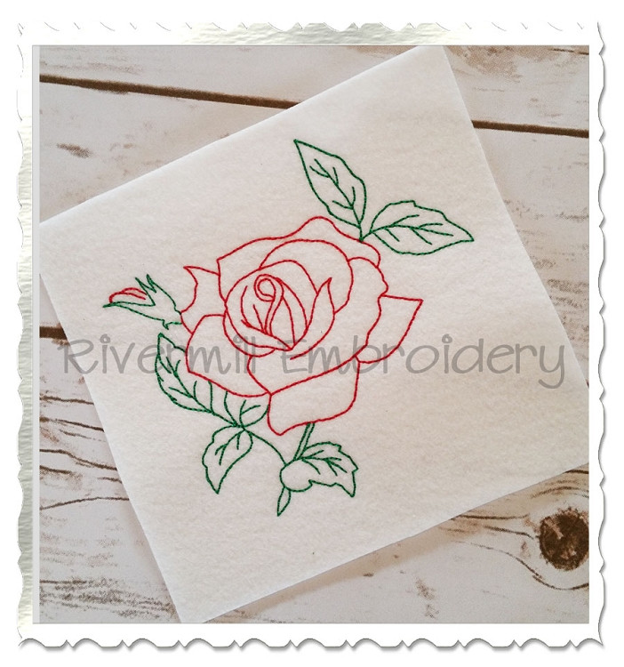 Vintage Style Rose Machine Embroidery Design