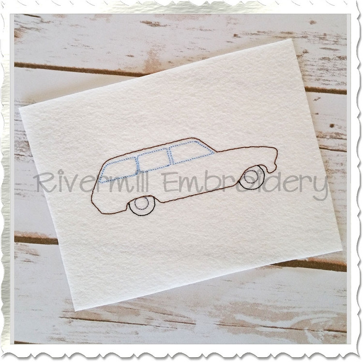 Vintage Style Station Wagon Machine Embroidery Design