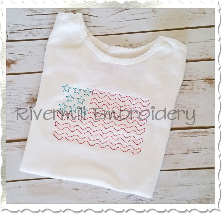 Vintage Style American Flag Machine Embroidery Design