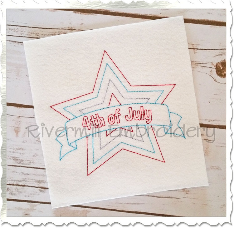 Vintage Style Fourth Of July Star Machine Embroidery Design