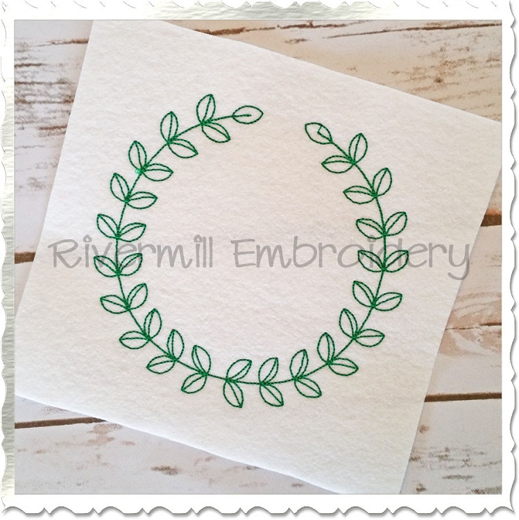Vintage Style Laurel Leaf Monogram Frame Machine Embroidery Design