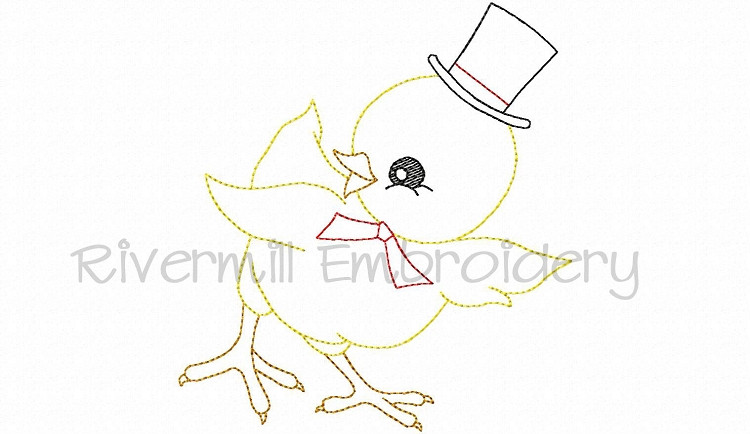 Easter Chick Vintage Style Machine Embroidery Design