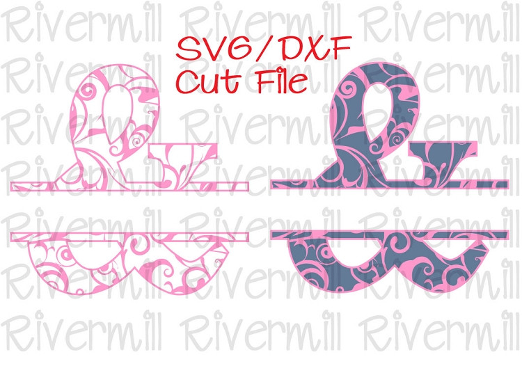 SVG DXF Split Ampersand With Swirls Cut File