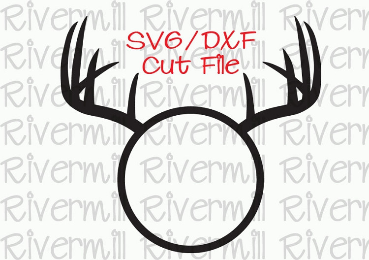SVG DXF Deer Antlers Circle Monogram Frame Cut File