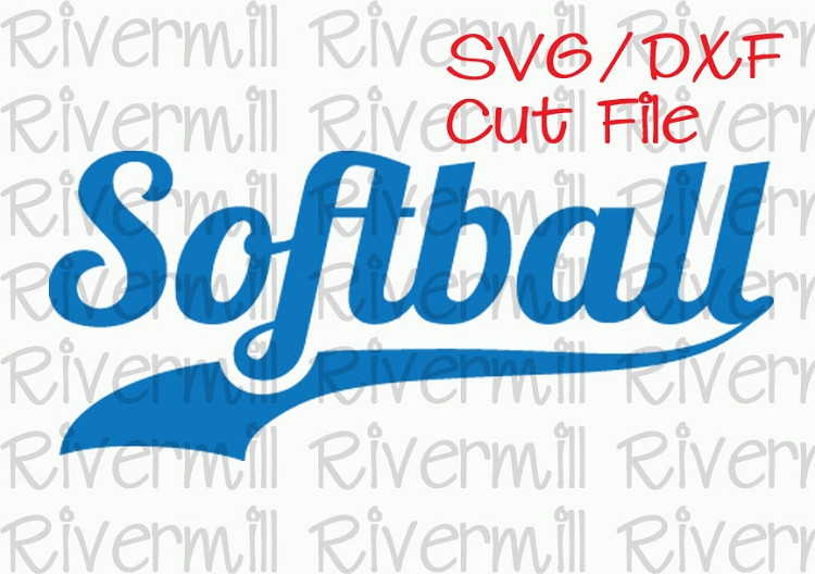 SVG DXF Softball with Swash Tail Cut File