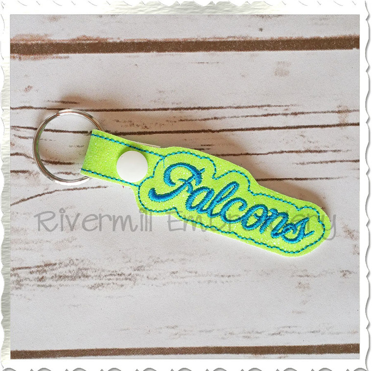 Falcons In The Hoop Snap Tab Key Fob Machine Embroidery Design Version 2