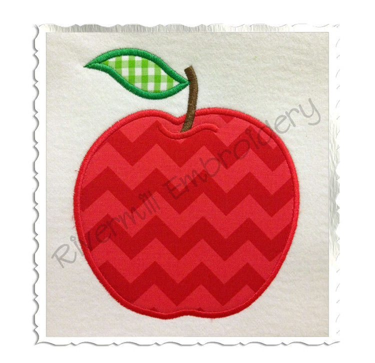 Applique Apple Machine Embroidery Design (Style #2)