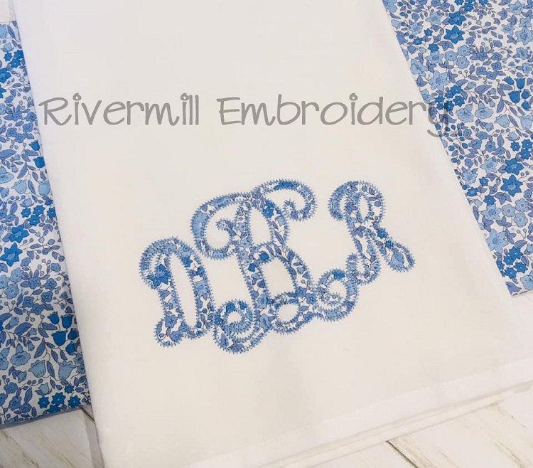 4x4 Size - Intertwined Monogram Zig Zag Applique Machine Embroidery Alphabet Font
