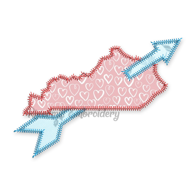 Zig Zag Applique Kentucky With Cupid's Arrow Machine Embroidery Design