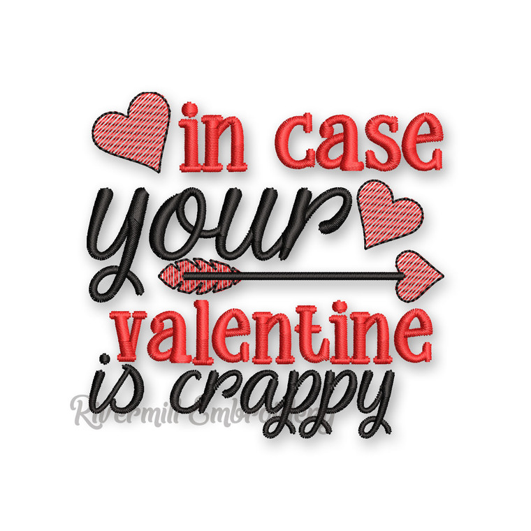 In Case Your Valentine Is Crappy Valentine's Day Toilet Paper Machine Embroidery Design
