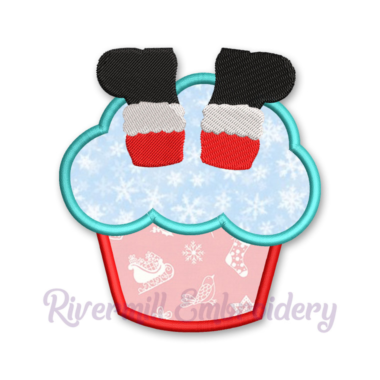 Cupcake With Santa Boots Applique Machine Embroidery Design