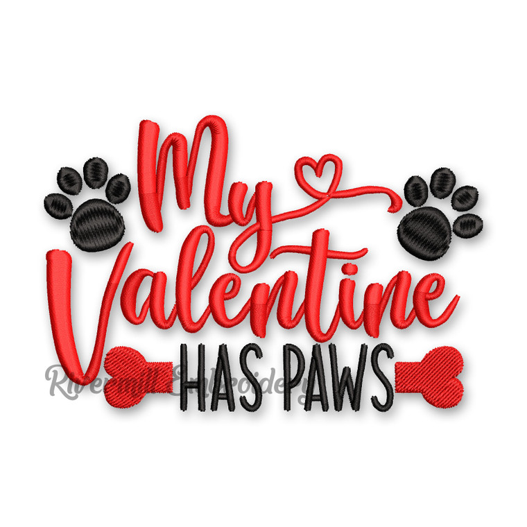 My Valentine Has Paws Valentine's Day Machine Embroidery Design