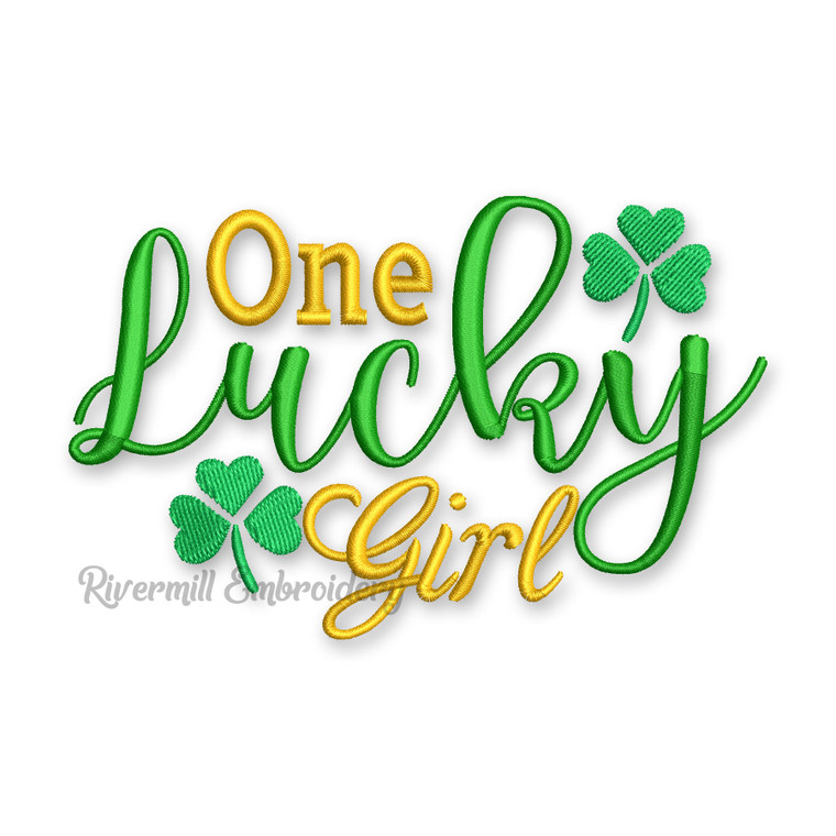 One Lucky Girl St. Patrick's Day Machine Embroidery Design