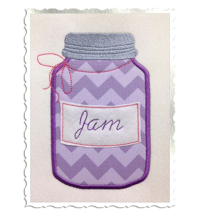 Applique Jam Jar Machine Embroidery Design