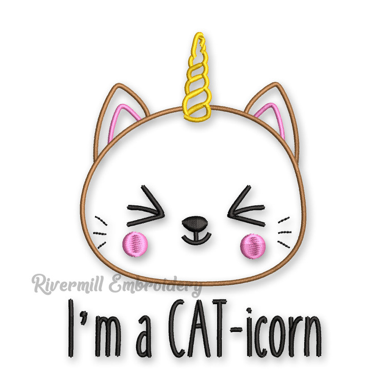I'm A Caticorn Cat Unicorn Machine Embroidery Design