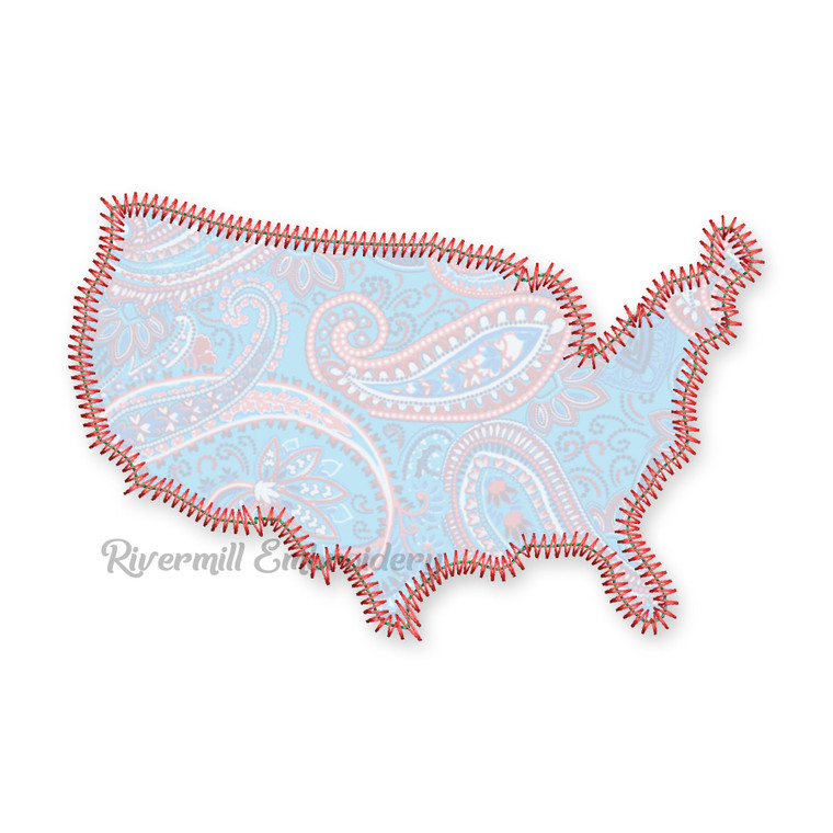 Zig Zag Applique United States Machine Embroidery Design