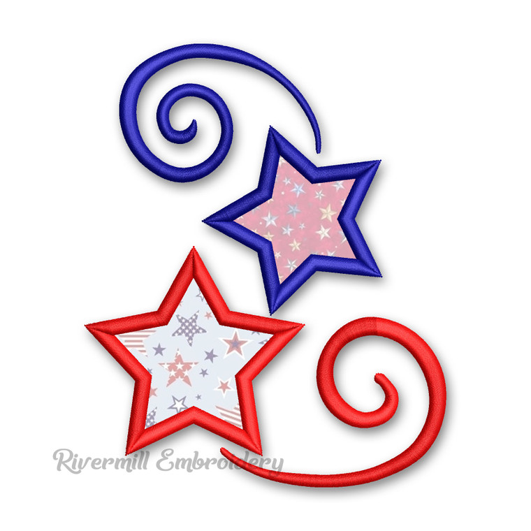 Applique Stars & Swirls Machine Embroidery Design