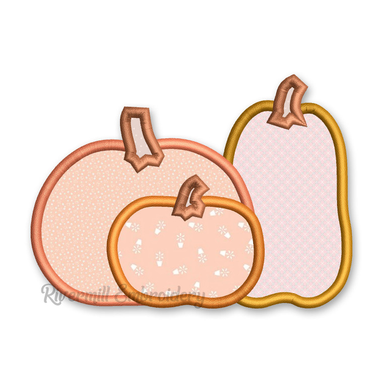 Applique Pumpkin Trio Machine Embroidery Design