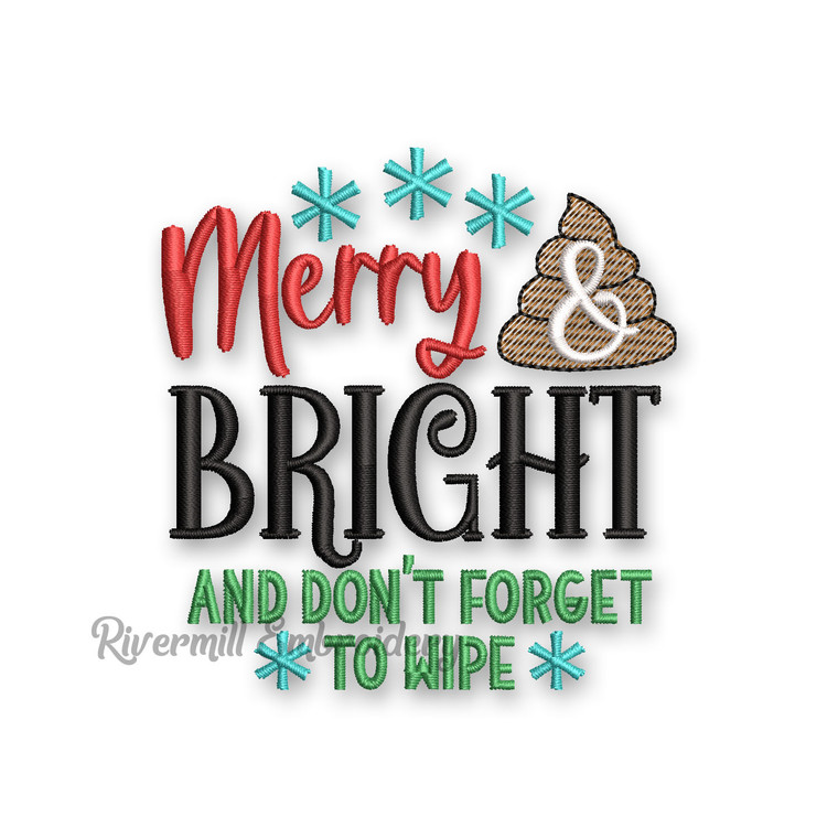 Merry & Bright Don't Forget To Wipe Toilet Paper Machine Embroidery Design