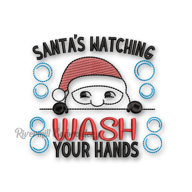 Santa's Watching Wash Your Hands Christmas Toilet Paper Machine Embroidery Design