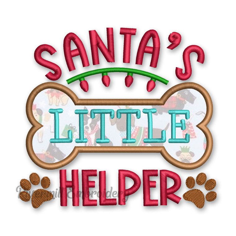 Santa's Little Helper Applique Christmas Machine Embroidery Design