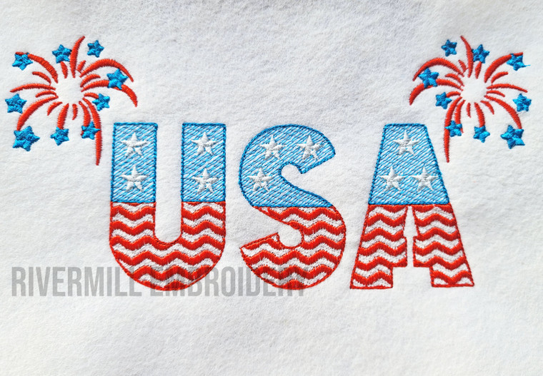 Stars & Stripes Machine Embroidery Font Alphabet